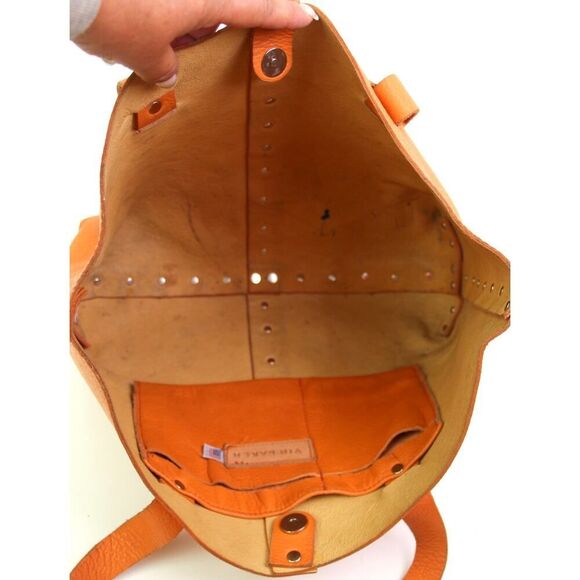 ROOMY Vin Baker TAN BROWN GENUINE LEATHER STUDS TOTE SHOULDER BAG HANDBAG PURSE - Picture 14 of 16